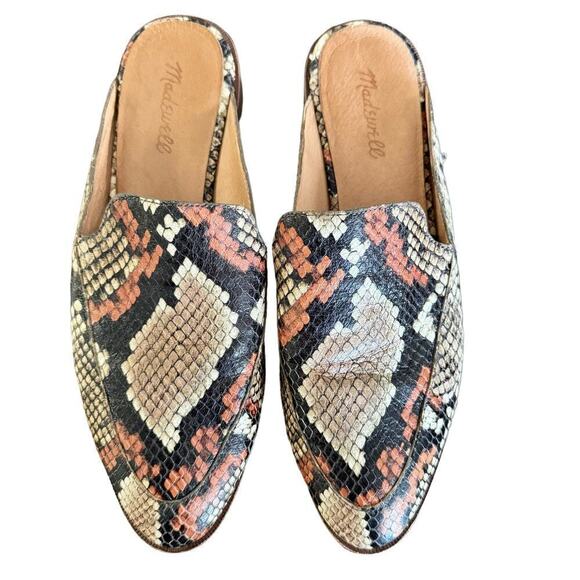 Madewell The Frances Loafer Mule in Snake Embossed Leather Size 9 - Picture 4 of 8